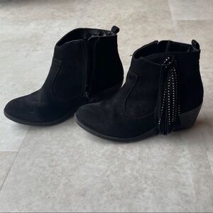 Girls Black Suede Ankle Boots